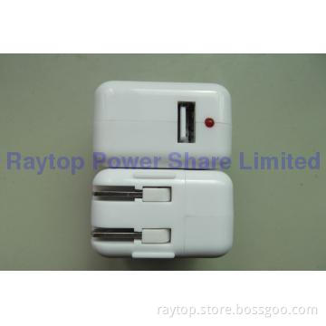 USB Power Charger Adapter, Suitable for iPad/iPhone/iPod, with 90 to 2